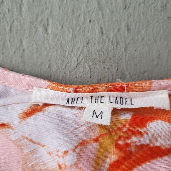 Abel The Label Maxi Dress Floral Tropical Pattern Hi-Lo‎ Ruffled Hem Pink Medium - Picture 6 of 7